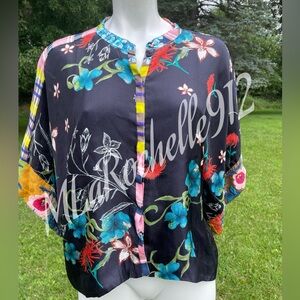 Johnny Was reversible oversized silk blouse